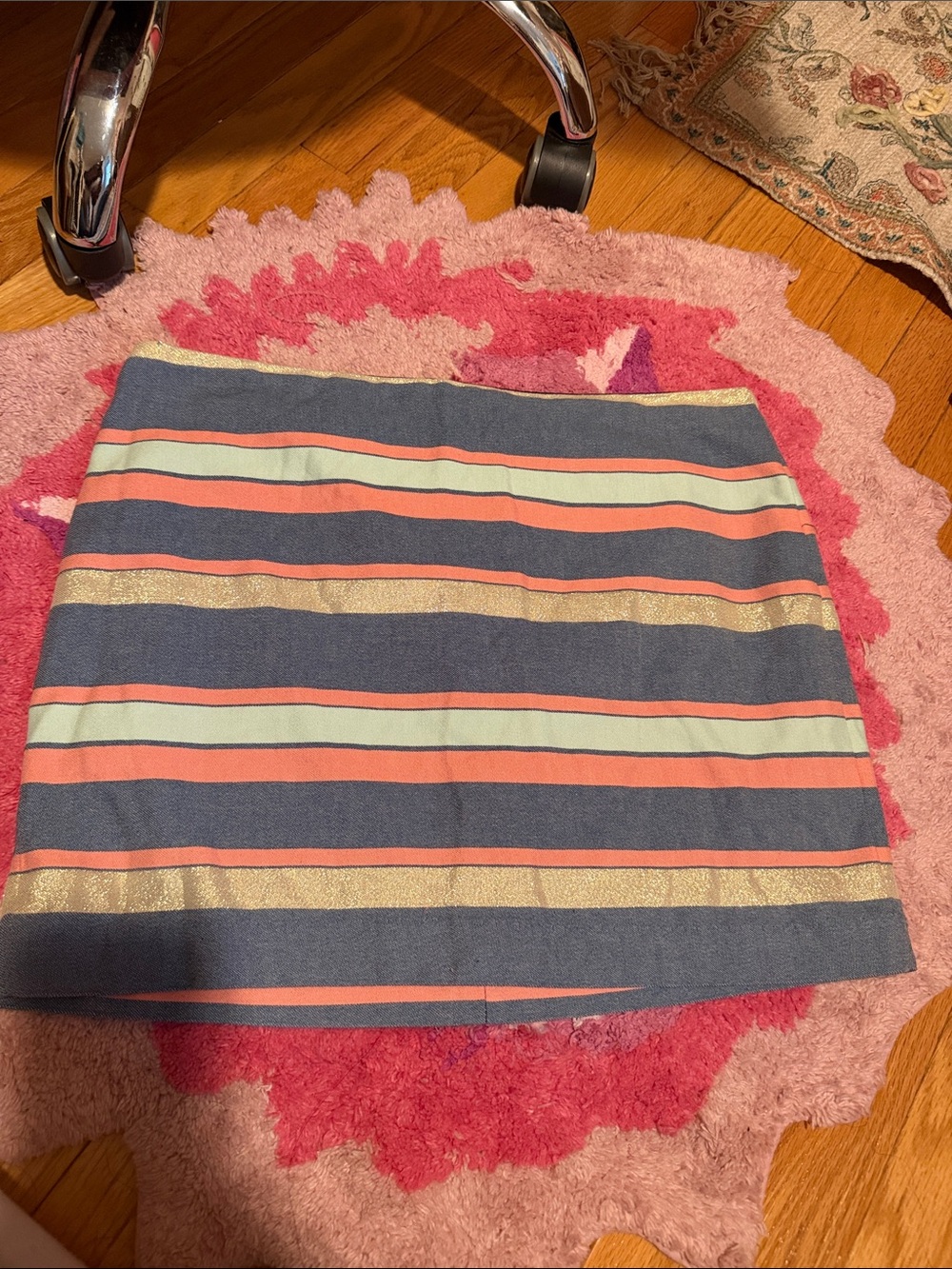 GAP Navy Stripe Mini Skirt with Coral, Mint & Gold Accents